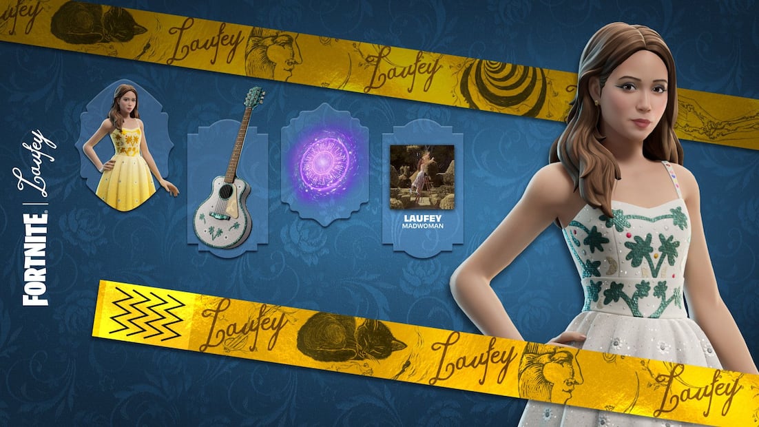 Atuendos de Laufey para la temporada 14 de Fortnite Festival. Foto: Fortnite