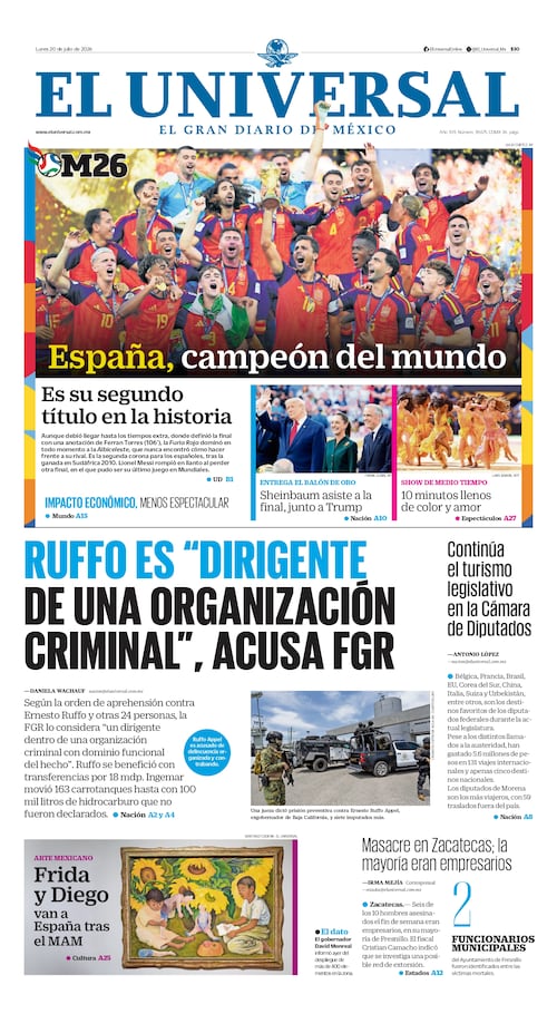 Portada impresa 20 de julio de 2026