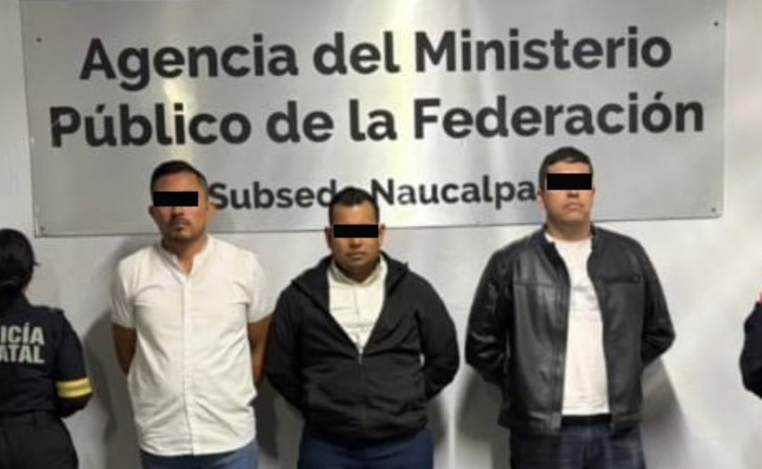 Detienen a tres hombres por portar identificación falsa de Protección Federal en Edomex (26/01/2026). Foto: Especial