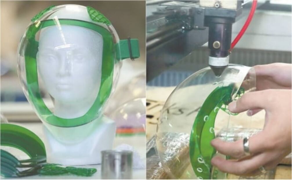 De fabricar stands, cambian de giro y ahora combaten al Covid