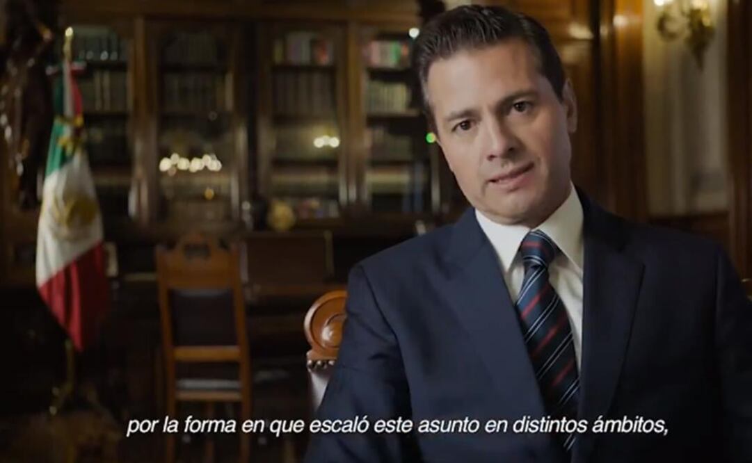 Enrique Peña Nieto hablando de la Casa Blanca durante un spot por el informe de Gobierno