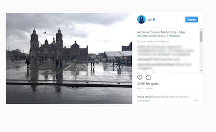 U2 comparte foto del Zócalo de la CDMX
