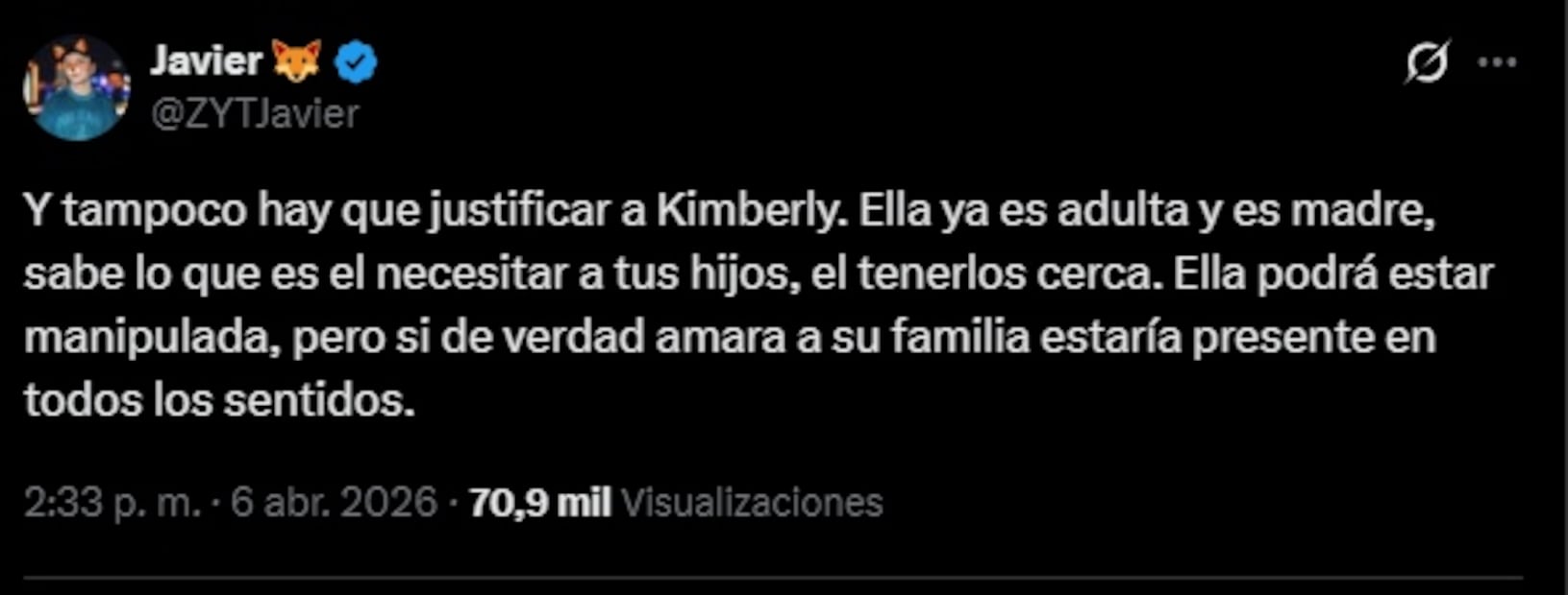 Zorrito Youtubero arremete contra Kimberly Loaiza. Foto: Captura de pantalla