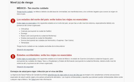 Canadá actualiza alerta de viaje para México