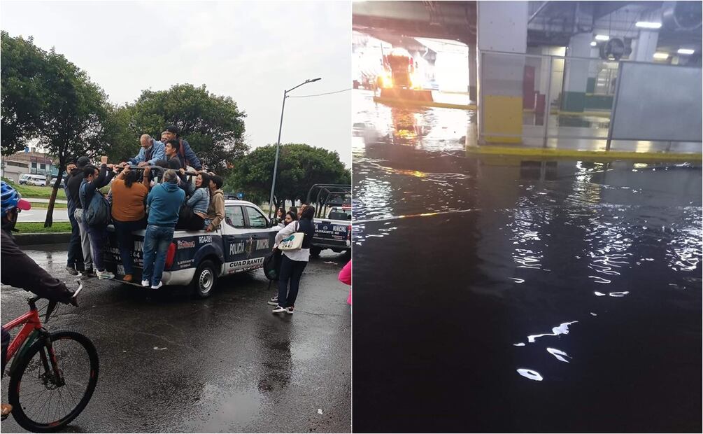 Inundaciones en Ecatepec provocan suspensión parcial del transporte público y caos vial. Foto: Especial