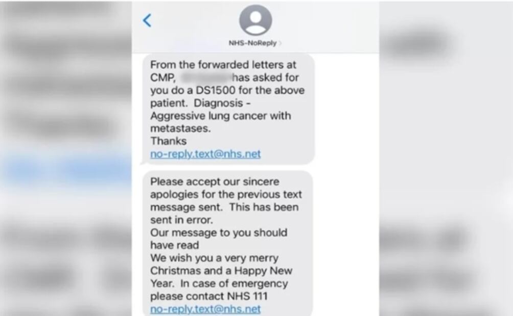 "Usted tiene cáncer", el mensaje erróneo que recibieron cientos de pacientes en Inglaterra
