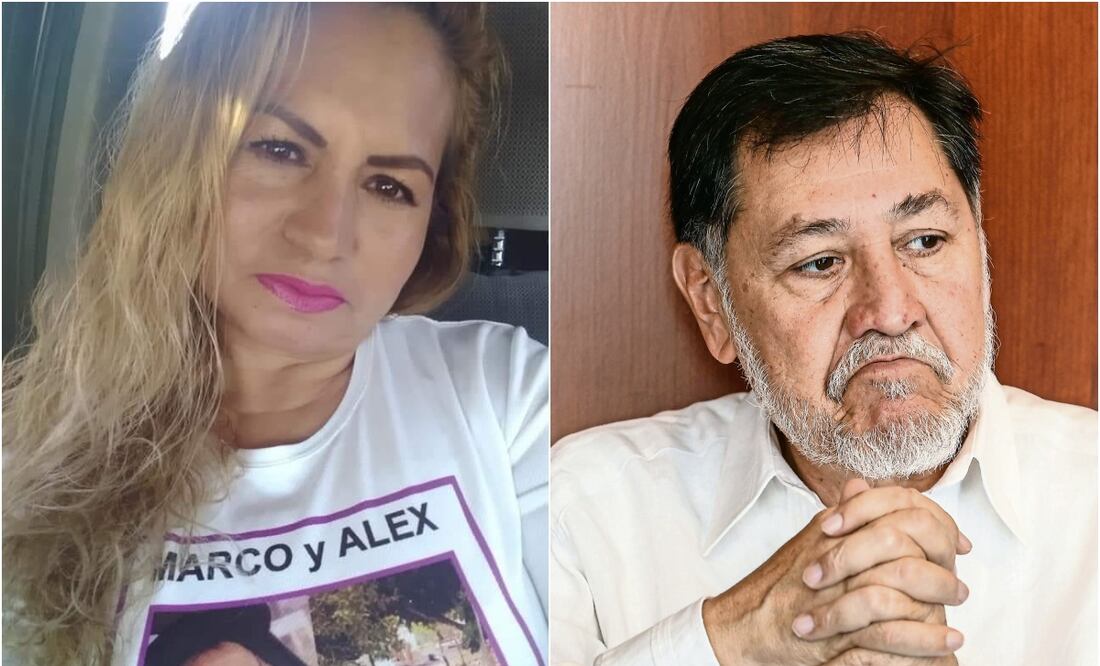 Madre buscadora Ceci Flores y el presidente del Senado, Gerardo Fernández Noroña. Foto: Especial y Gabriel Pano / EL UNIVERSAL