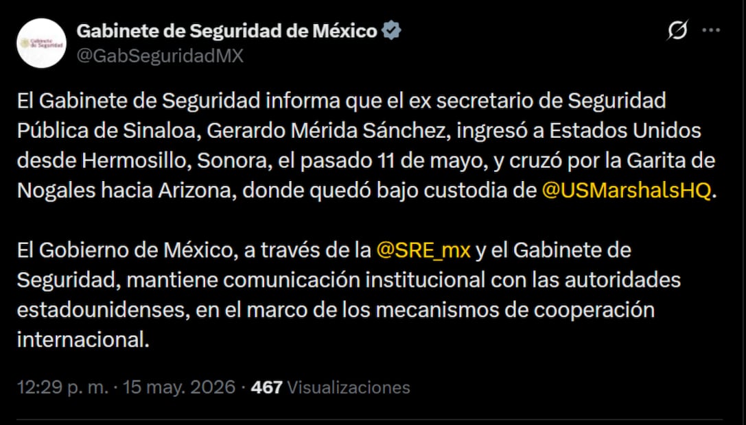 Publicación gabinete de Seguridad. Foto: captura de pantalla