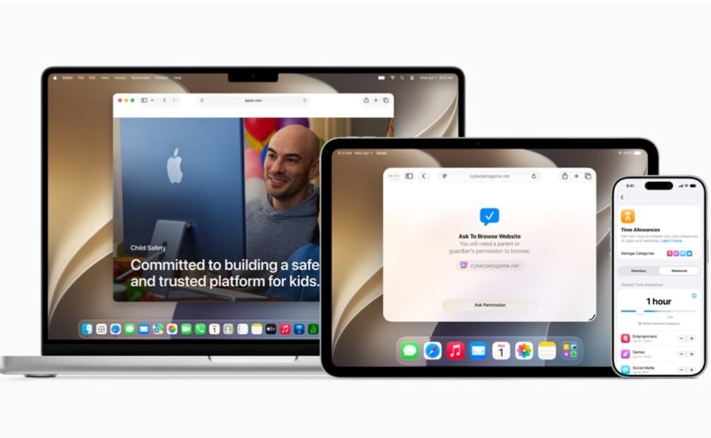 La compañía presentó herramientas para gestionar contenido, contactos y tiempo de uso de menores en iPhone, iPad y Mac. Foto: Especial