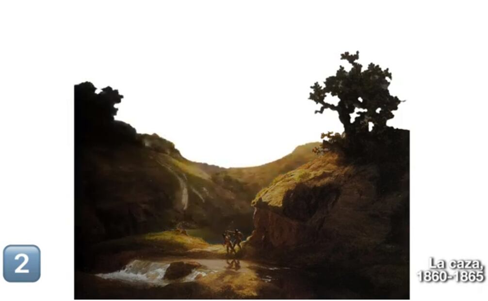 En la propuesta del también documentalista, el "segundo plano" en "La Caza" se aprecia más lejano que los elementos anteriores. Captura de pantalla.