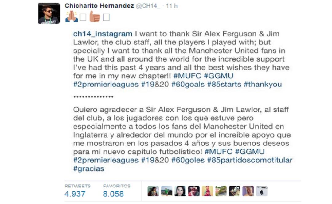 The Mexican forward will now play for the Bayer Leverkusen for three years. (Photo: Taken from Twitter @CH14_)