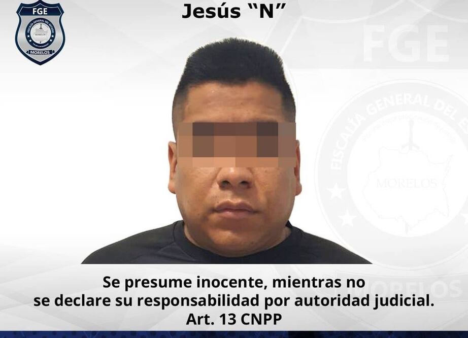 Jesús “N”, alias el “Chucho”, fue detenido al salir de un domicilio ubicado en la colonia Juan Morales del municipio de Yecapixtla. Foto: Fiscalía General de Morelos