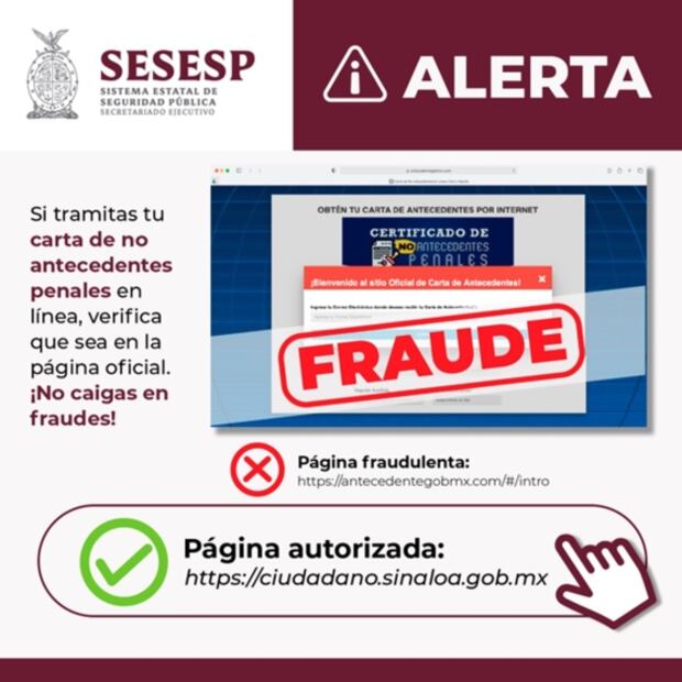 Alertan por fraude en expedición de cartas de antecedentes penales en Sinaloa