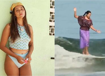 VIDEO: La surfista mexicana Patricia Ornelas desafía las olas con vestido huipil