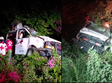 Volcadura de ambulancia de la Cruz Roja deja 4 lesionados en la autopista Villa Unión-Tepic