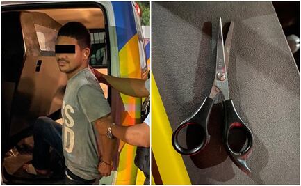 Detienen a joven por golpear y amenazar a su mamá con unas tijeras en Monterrey