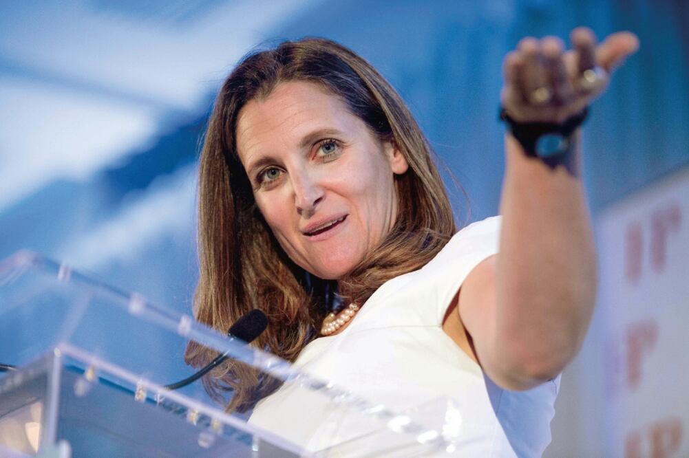 Chrystia Freeland, canciller de Canadá, es quien ha encabezado las renegociaciones del TLCAN en representación de su país. Foto: ARCHIVO EL UNIVERSAL