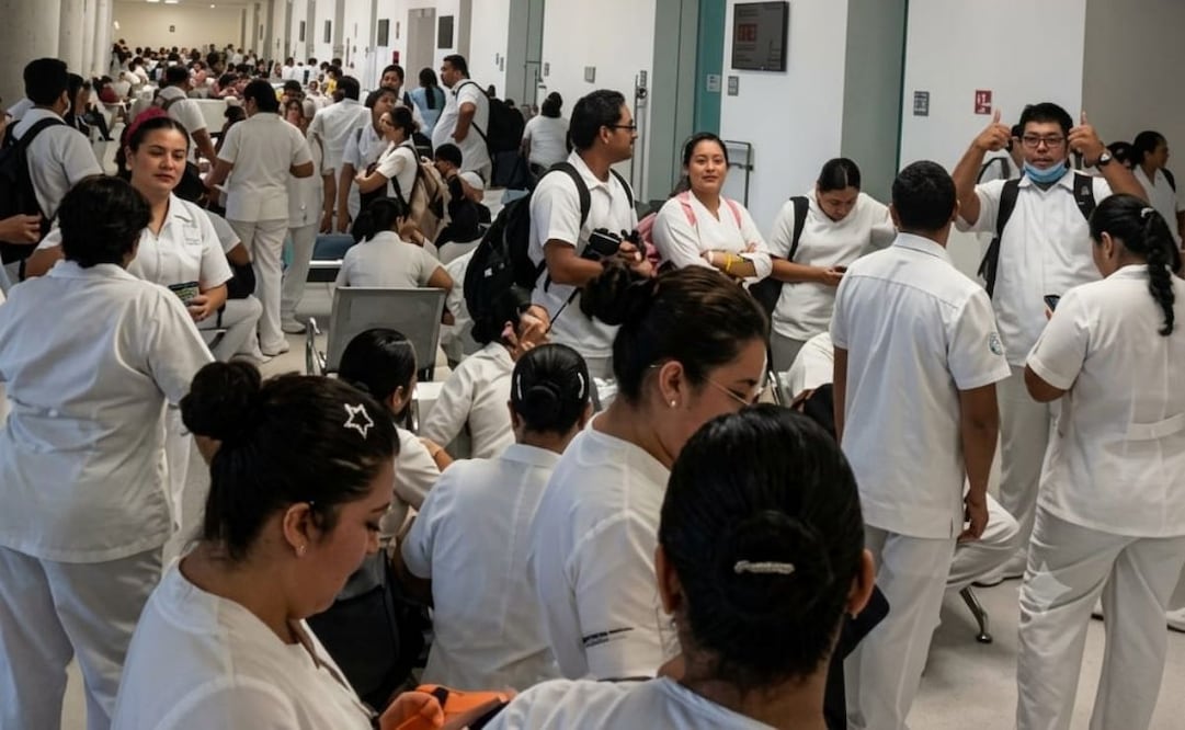 Enfermeros paran labores en el nuevo Hospital Agustín O’Horán de Yucatán.
(21/09/26)
Foto: Especial.