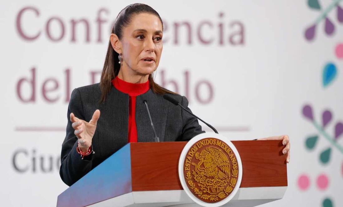 Claudia Sheinbaum, presidenta de México, durante la mañanera del 10 de julio del 2025. Foto: Diego Simón / EL UNIVERSAL