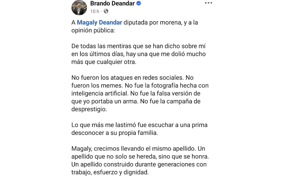 Denuncian a primo de la secretaria de Economía de Tamaulipas por presunta amenaza con arma; dice que las imágenes son IA.
Foto: Especial.