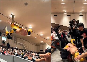 Máscara Dorada, luchador mexicano realiza épico movimiento en Japón; así reaccionó la afición