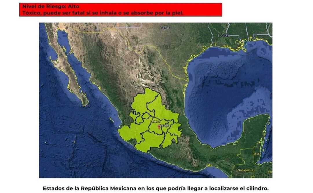 Alerta en nueve estados por robo de tanque de gas de cloro (Foto: Protección Civil)