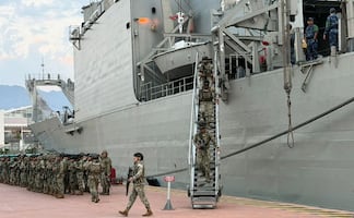 Arriban elementos de Infantería de Marina a Puerto Vallarta a bordo del buque ARM "Usumacinta"; reforzarán la seguridad