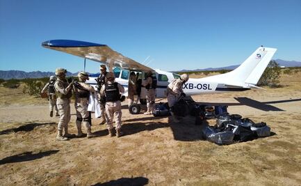 Aseguran avioneta con 338 kilos de droga en Sonora; hay 2 personas detenidas