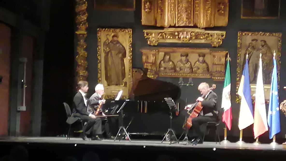 Concierto de cámara con el violinista Pawel Sliwinski; en el cello Iván Koulikov y en el piano Jozef Olechowski, en la Universidad Claustro de Sor Juana. FOTO: GUADALUPE GALVÁN. EL UNIVERSAL