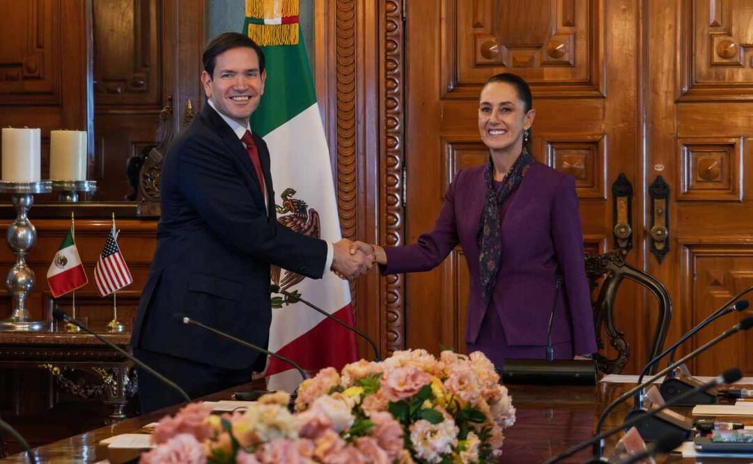 En Palacio Nacional, la presidenta Claudia Sheinbaum recibe al secretario de Estado de los Estados Unidos, Marco Rubio. Foto: Tomada de la cuenta de X de @GobiernoMX