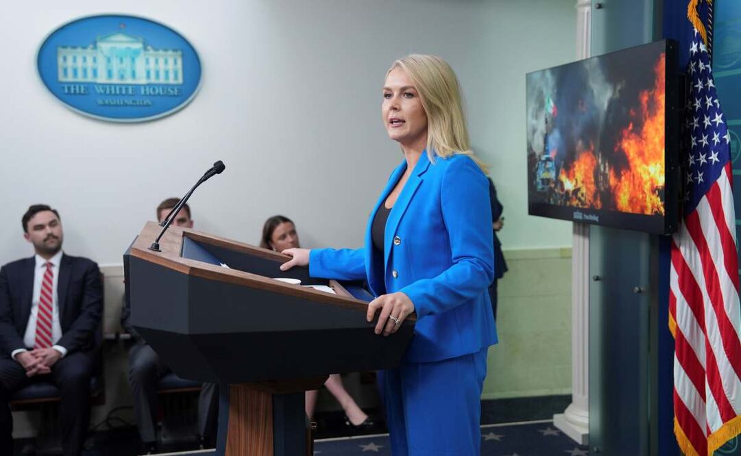 La secretaria de prensa de la Casa Blanca, Karoline Leavitt, habla durante una sesión informativa en la Casa Blanca, el miércoles 11 de junio de 2025, en Washington. Foto: AP