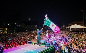 Aleida Alavez encabeza grito de Independencia en Iztapalapa; realizan espectáculo con drones