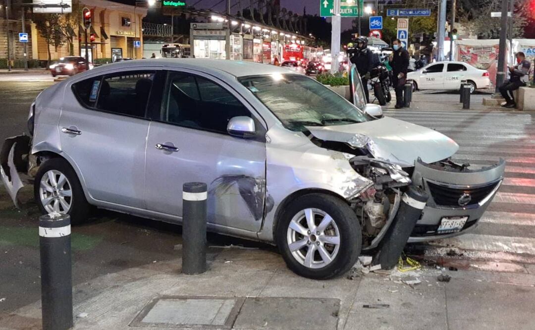 foto: Especial/ El Universal/ El auto tras el impacto con el remolque del programa Conduce sin Alcohol 