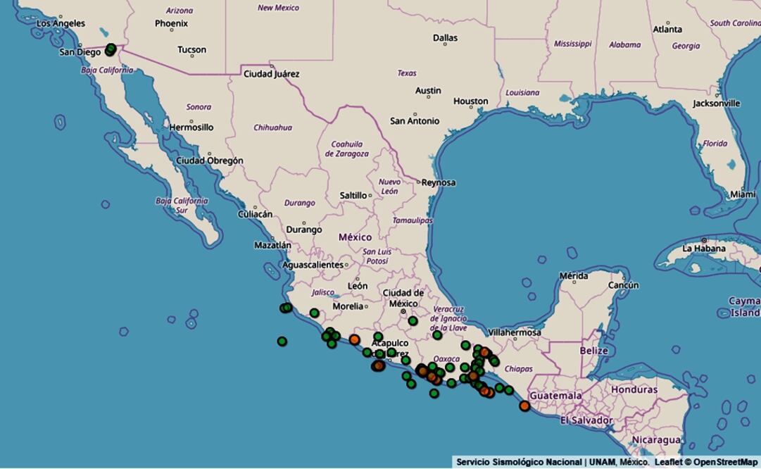 El Servicio Sismológico Nacional informó que la mañana de este sábado se registraron varios sismos de baja magnitud en Oaxaca, Guerrero, Michoacán y Chiapas. Foto: http://www.ssn.unam.mx