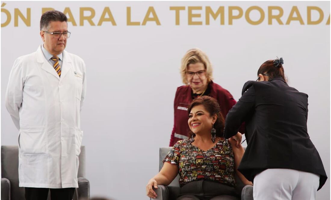 La jefa de gobierno, Clara Brugada, arrancó la jornada de vacunación para la temporada invernal 2024-2025. Foto: Especial