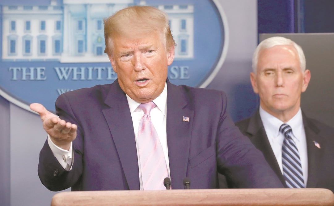 El presidente estadounidense, Donald Trump, ayer durante la conferencia sobre el coronavirus en la Casa Blanca, Washington. Foto: ALEX BRANDON. AP