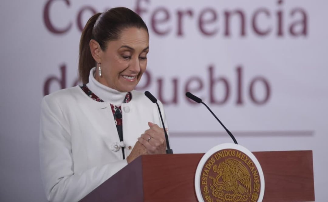 Claudia Sheinbaum durante su conferencia del 24 de febrero en Palacio Nacional. FOTO: Carlos Mejía/EL UNIVERSAL