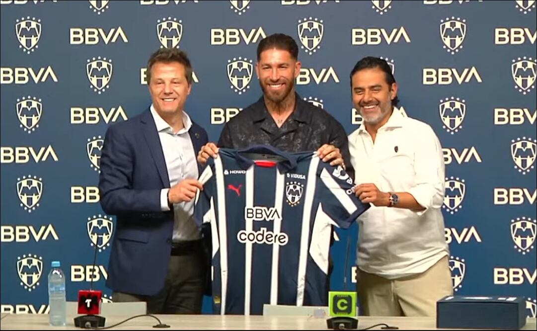 Sergio Ramos es presentado con Monterrey - Foto: Captura de pantalla