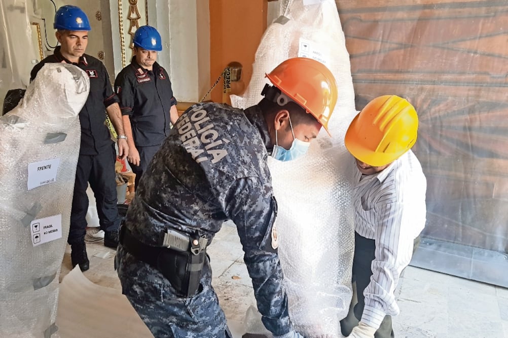 El comando italiano colabora con autoridades mexicanas en rescate, transporte y resguardo de bienes, así como en la creación de la Misión Tutela del Patrimonio Cultural. (FOTOS: CORTESÍA LAFRANCO DISIBIO/ CTPC)