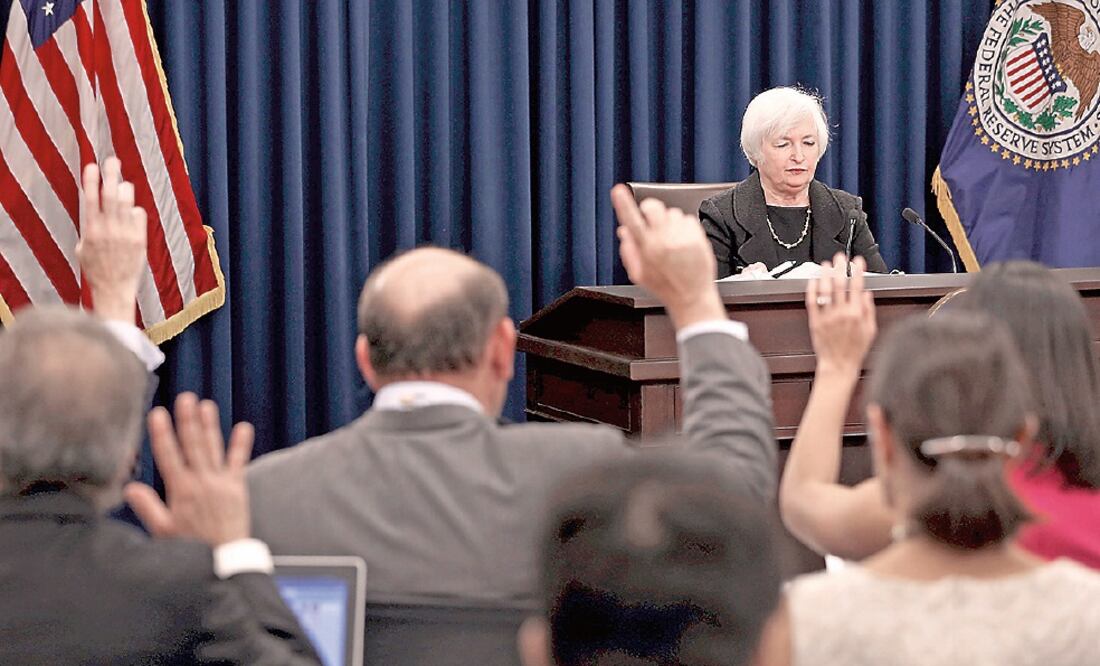 Janet Yellen, presidenta de la Fed, ayer en la conferencia de prensa que ofreció (JONATHAN ERNST. REUTERS)