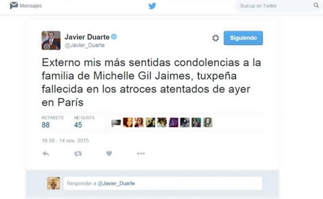 She has been identified by governor Javier Duarte.