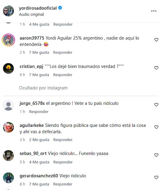 Celebración por Argentina genera reacciones en contra de Yordi Rosado.
Instagram yordirosadooficial
