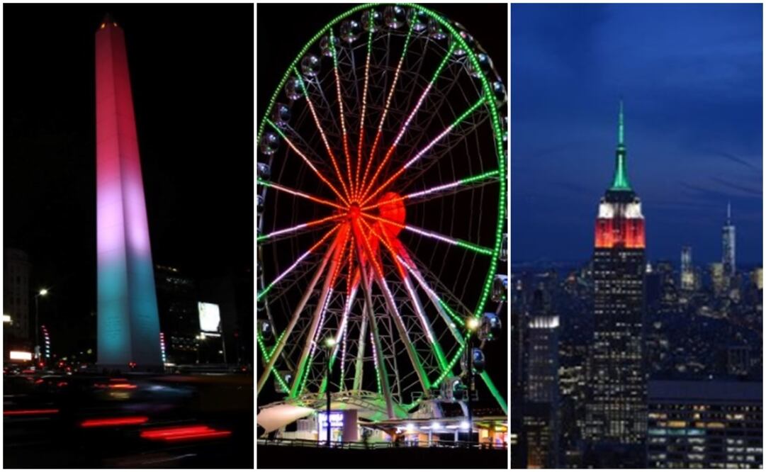 The Obelisk, in Buenos Aires - Photo: Agustin Marcarian/REUTERS (Left) La Perla in Guayaquil – Photo: Taken from La Perla Guayaquil Twitter account (Middle) The Empire State, New York – Photo: Taken from Empire State Bldg Twitter account (Right)