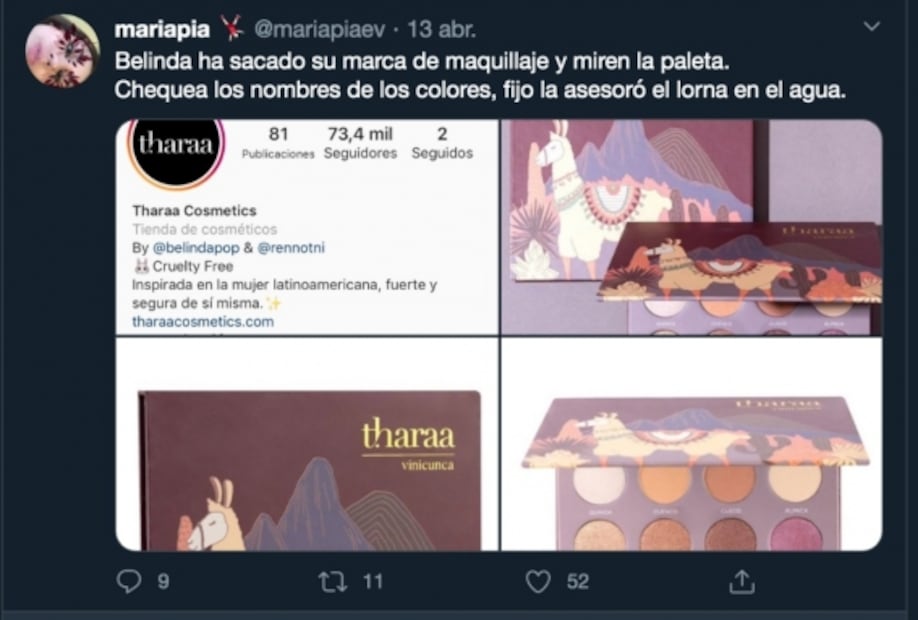 Belinda es blanco de críticas por los nombres de sus sombras inspiradas en Perú