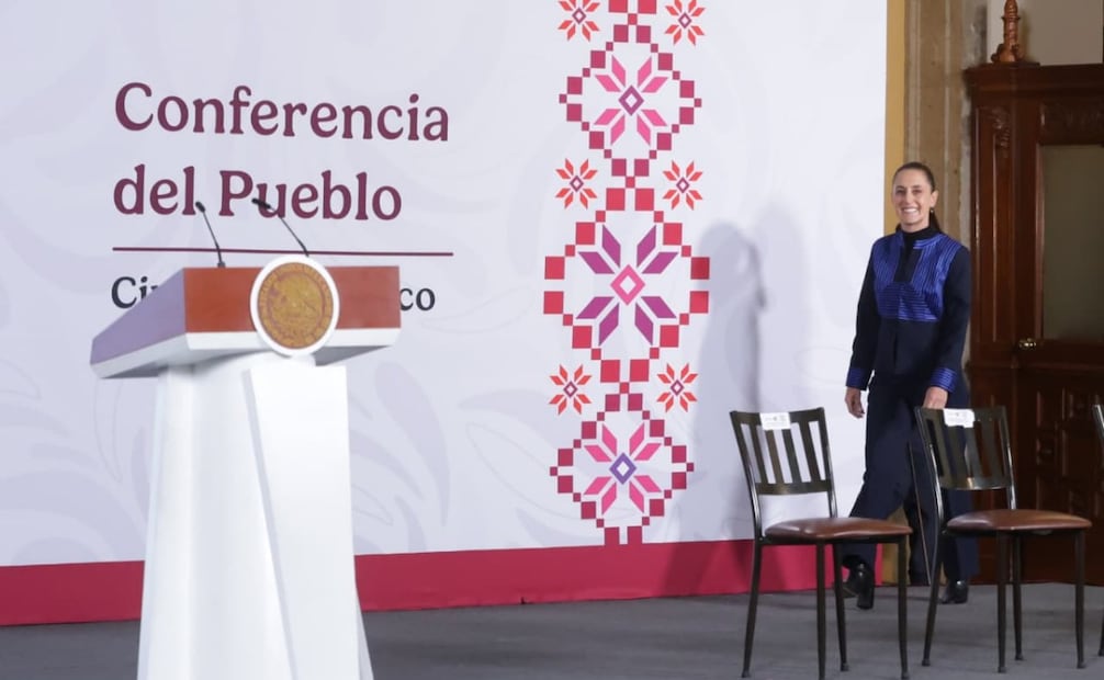 La presidenta Claudia Sheinbaum en la “Mañanera del Pueblo” del 24 de agosto de 2026 en Palacio Nacional. Foto: Fernanda Rojas/ EL UNIVERSAL
