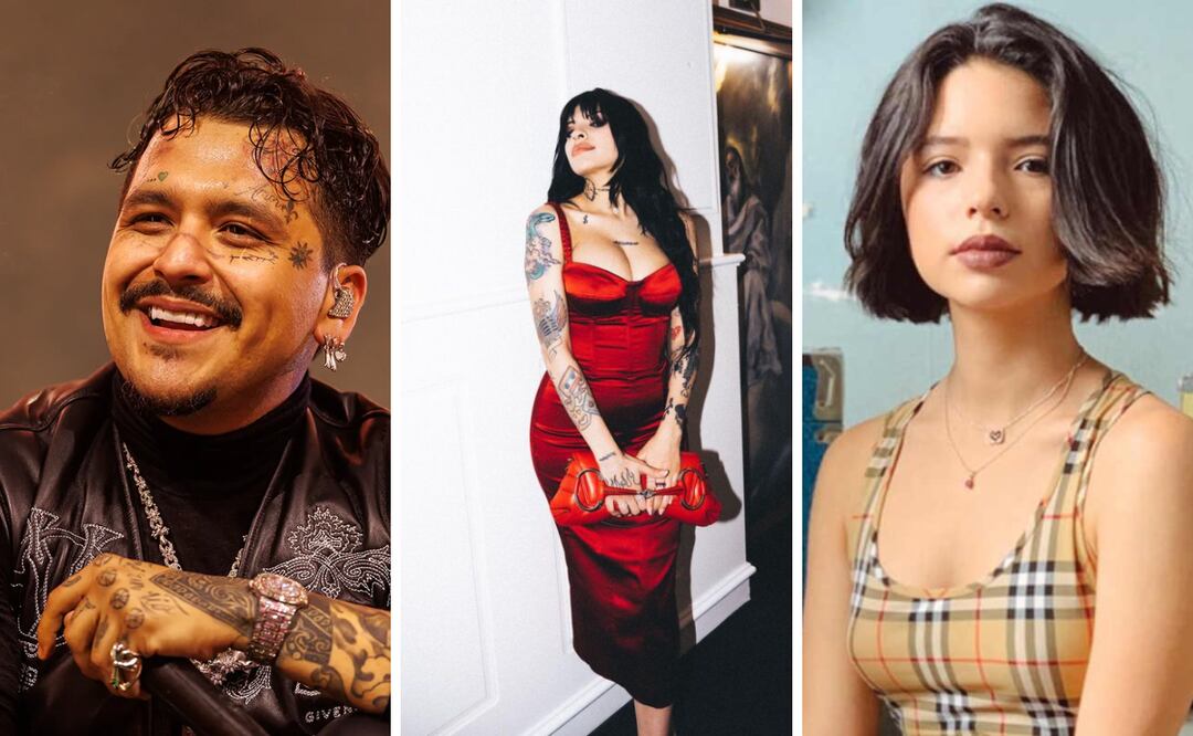 La imagen entre Cazzu, Christian Nodal y Ángela Aguilar que causó indignación en redes sociales. Foto: Captura de pantalla