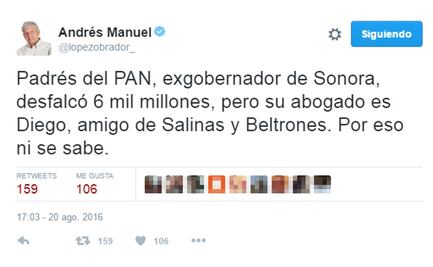 Padrés desfalcó 6 mmdp: AMLO