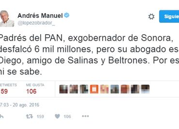 Padrés desfalcó 6 mmdp: AMLO