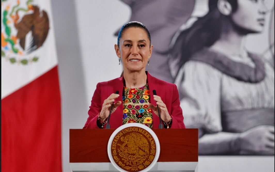 La presidenta Claudia Sheinbaum Pardo durante la mañanera del 12 de agosto de 2025. Foto: Diego Simón Sánchez/EL UNIVERSAL