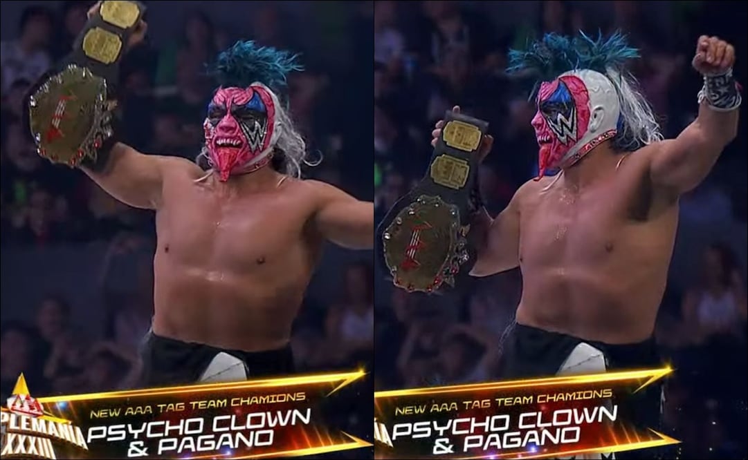 Psycho Clown y Pagano se convirtieron en campeones de Pareja de Triple A al vencer a los Garza en Triplemanía XXXIII 7 / FOTO: Capturas de Pantalla